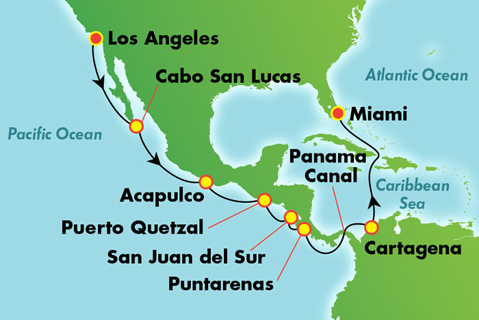 Panama Canal from from LA: Cruise Map