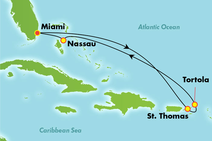 Eastern Caribbean from Miami - Cruise Map